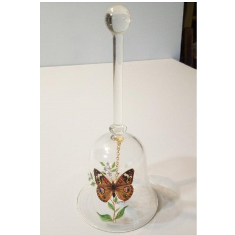 Clear Glass Bell with Butterfly Design